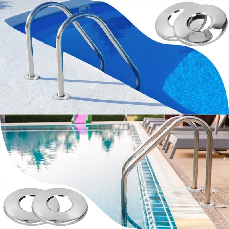 Placa de Cubierta Escalera Piscina, Anillas para Escalera de Piscina, Anillas Piscina Escalera, Placa Cubierta Escalera Piscina, Tapa Repuesto para MecáNica Piscina Acero Inoxidable Adecuado 4,3 cm - Imagen 2