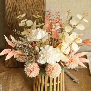 YELIKIT Flores Artificiales Flor Falsa Seda Ramo Hortensias Artificiales Plantas Flores e Seda Decoración para Boda Arreglos Florales Pieza Central (Champán) - Imagen 4