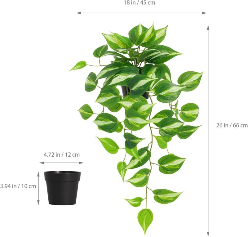 LuckyGreenery Planta falsa artificial de hiedra del diablo, potos dorados, plantas colgantes en maceta para pared, hogar, patio, decoración interior y exterior (26 pulgadas de alto) - Imagen 6