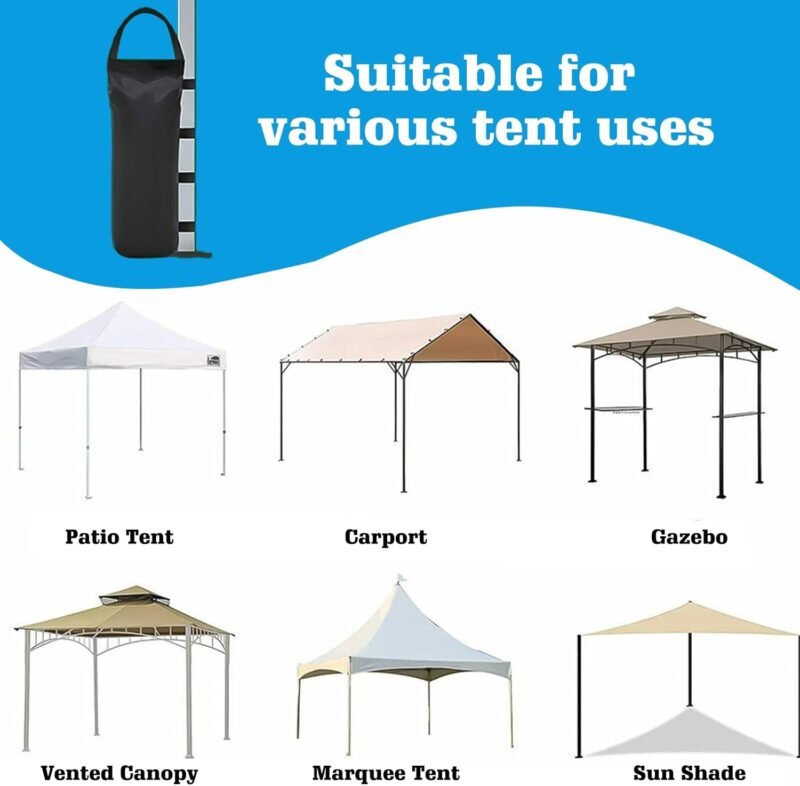 HOMURY Juego de 4 sacos de arena para cenador, patas dobles cosidas, bolsa de arena 600D Oxford, peso para cenadores, carpas de jardín, piedras, rellenables con arena - Imagen 6