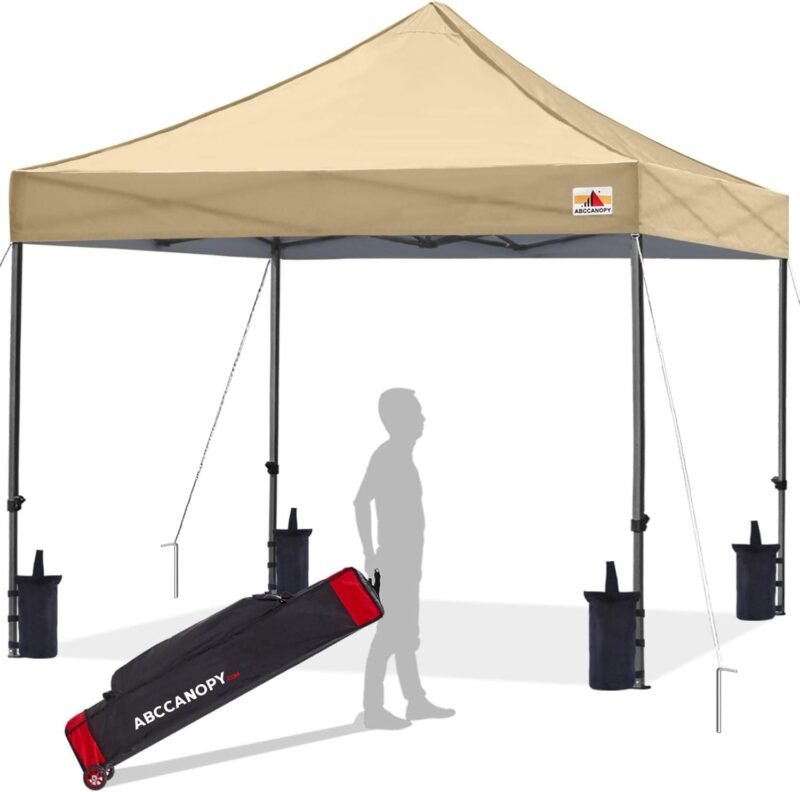 ABCCANOPY - Cenador Plegable para Patio (2,5 x 2,5 cm, Totalmente Impermeable, Resistente al Agua),Beige