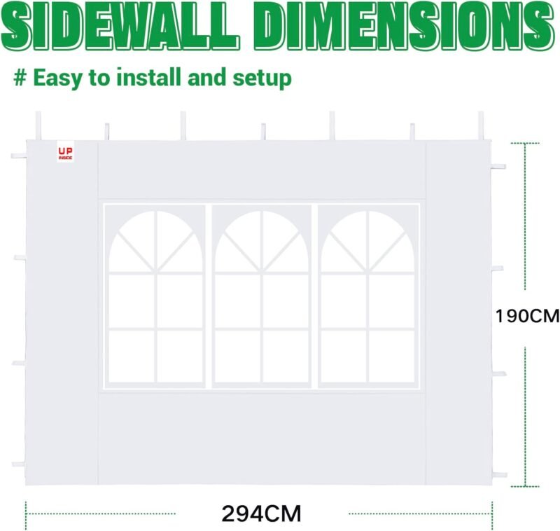 Acepic 2 Carpas Laterales para cenadores de 3 x 3 m, Pared Lateral con Ventana para Carpa de jardín y cenador Plegable (Blanco, 3x3m 2pcs) - Imagen 7