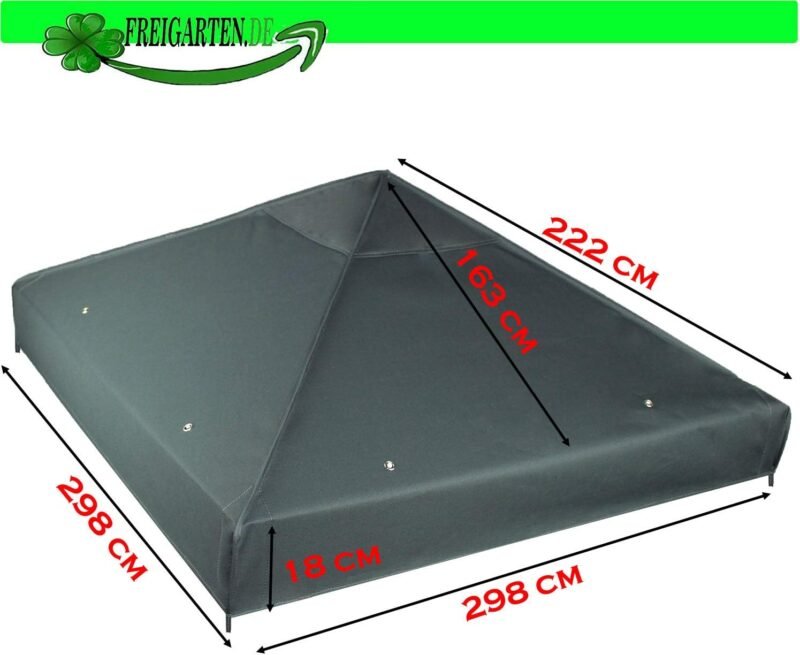freigarten.de Techo de repuesto para cenador de 3 x 3 m, resistente al agua. Material: PVC suave de Panamá de 370 g/m², extrafuerte, modelo 2 (antracita) - Imagen 2