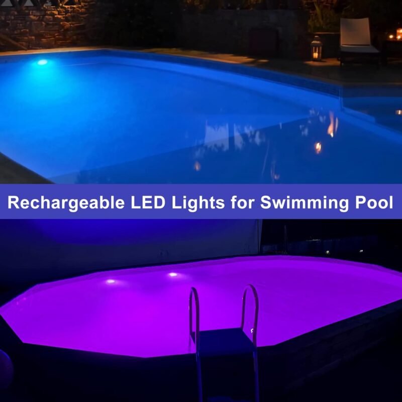 DeeprBlu Luz Sumergible Bañera, Luz Spa Recargables que Cambian de Color Luz para Piscina Bajo Agua, Luces Piscina Sumergibles, Luces Flotantes para Piscinas con Imán/Ventosas, Luces LED para Spa - Imagen 5