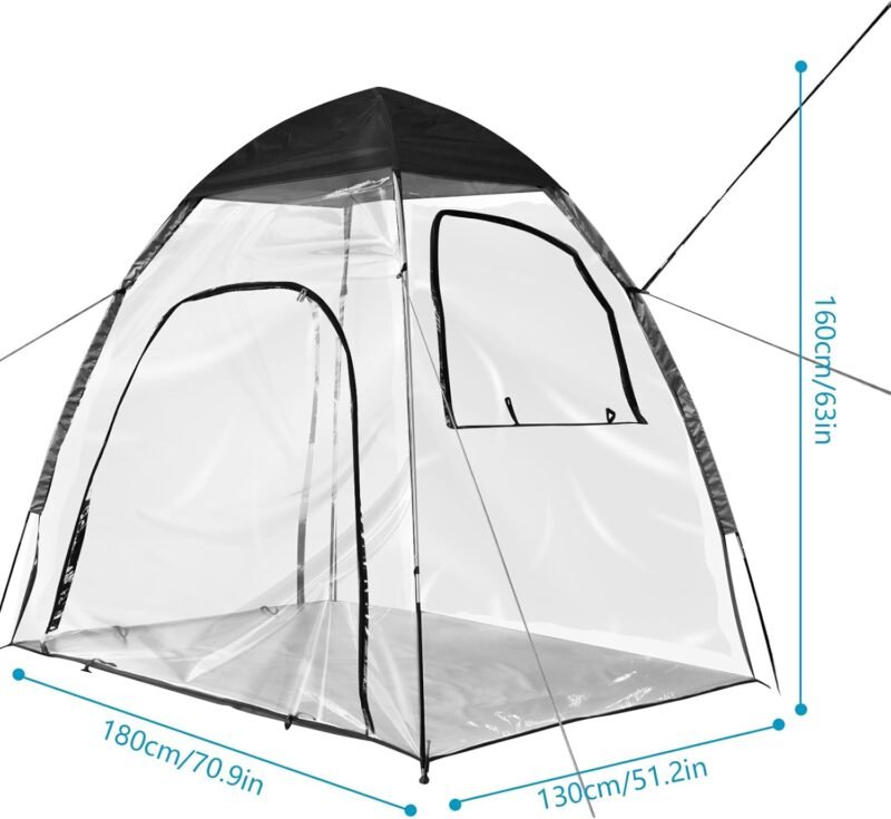 Tienda de campaña transparente, resistente al frío, PVC transparente, toldo de PVC, carpa para 1/2 personas para jardín, patio trasero, césped (A) - Imagen 7