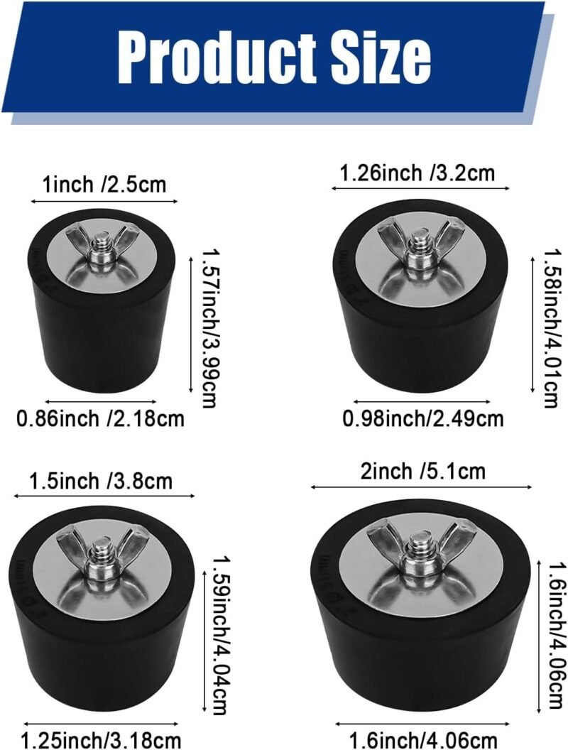 JOJOCY Tapones de goma de 4 tamaños, boquilla de entrada de piscina de 25/32/38/51 mm para piscina enterrada, evita daños por heladas en tuberías de drenaje de piscinas - Imagen 5