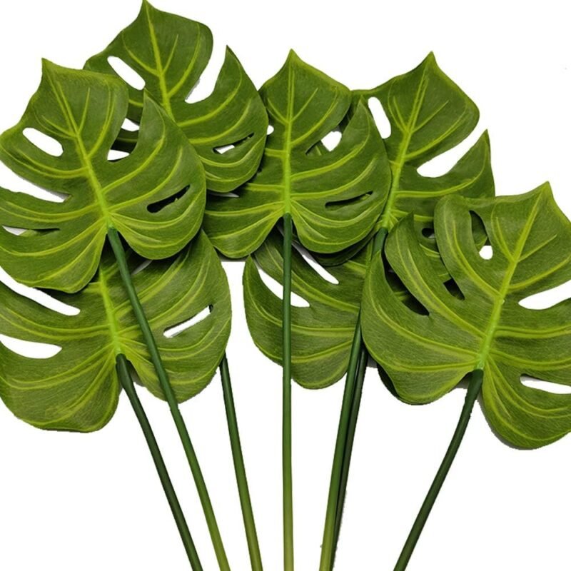 Aisamco 1 Pieza Artificial Hoja de Palma Tropical Dividida filodendro 7 Hojas Hojas Falsas Hojas de Palma Artificial Planta Artificial Hoja de Ventana 75cm de Altura para decoración Floral - Imagen 4