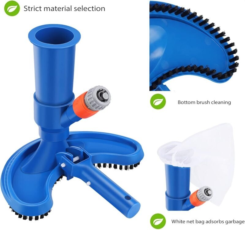 Aspirador de Piscina Portátil Aspiradora de Piso de Piscina Cepillo de Piscina con Bolsa de Malla Manual Accesorios de Limpieza de Piscinas para Piscinas Estanques y Fuentes - Imagen 2