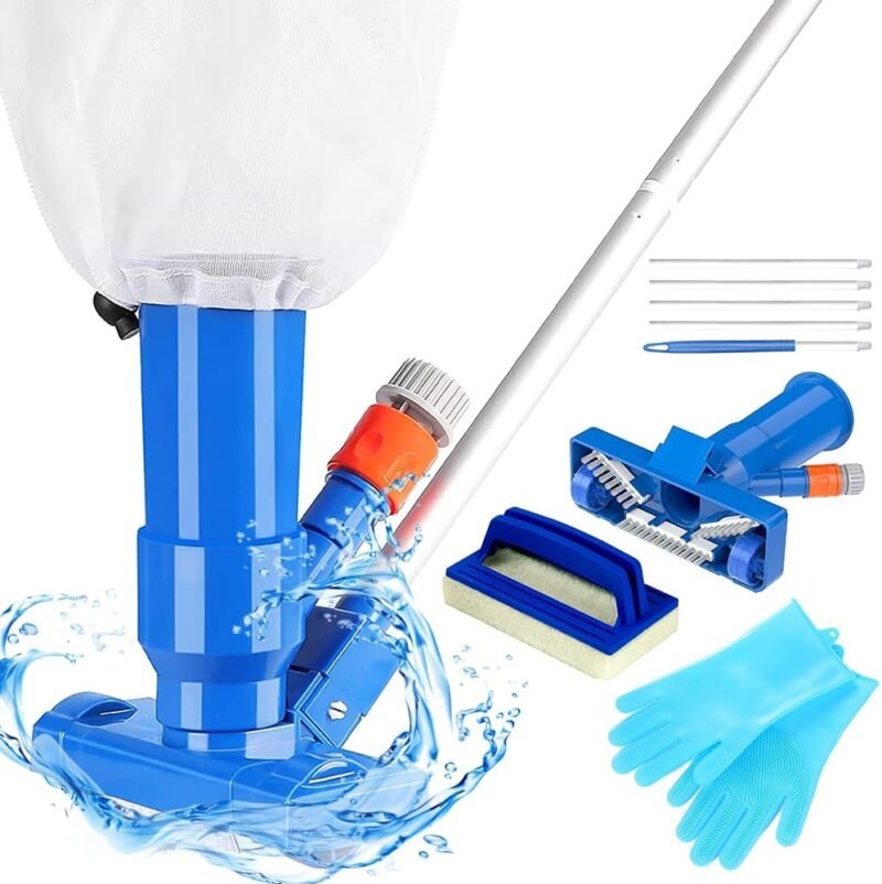 Aspiradora de Piscina,Aspirador de Piscina Manual,Aspiradora Piscina Pequeña,Kit Limpieza Piscina Desmontable,Kit de Limpieza Piscina,Aspiradora de Piscina Fondo,para Piscinas,Spas,Acuarios
