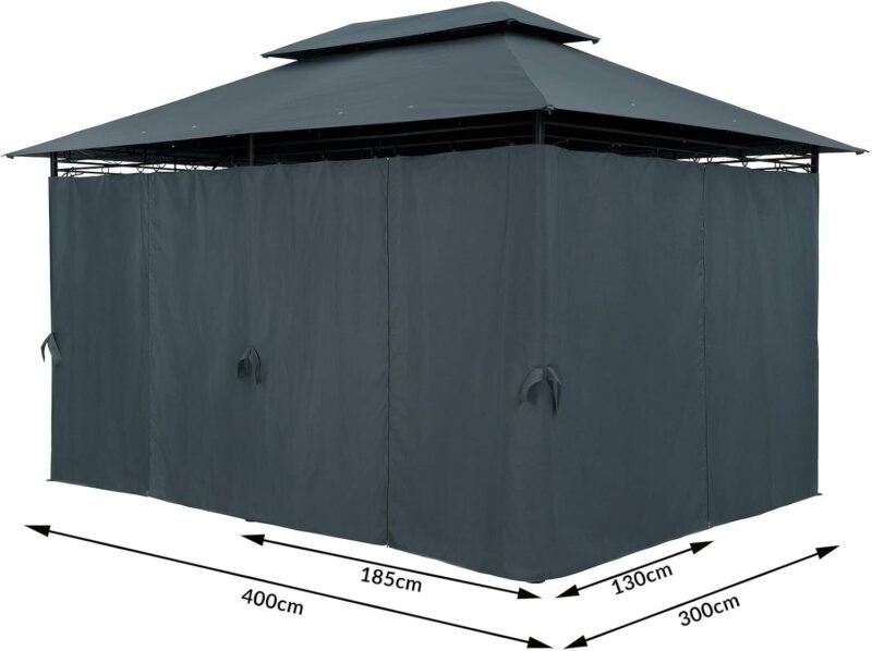 CASARIA® Cenador Topas 3x4m Metal Repelente al Agua UV50+ Paredes Laterales Carpa Jardín Antracita - Imagen 7