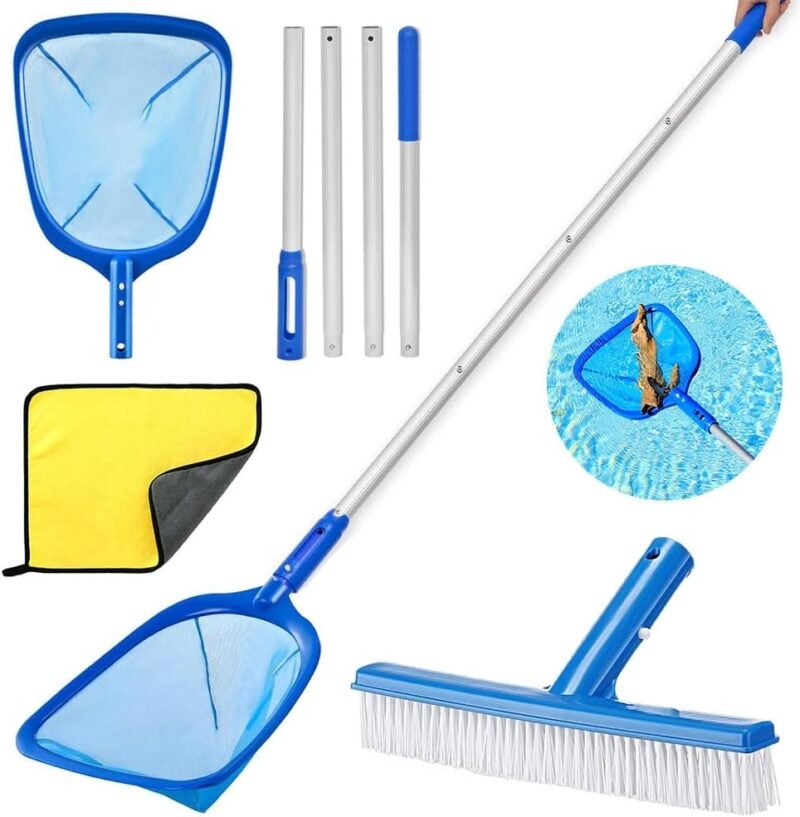 Red Piscina Limpieza con Palo 187cm,Red Piscina Malla Fina con Cepillo Piscina,Kit Limpieza Piscina,Recogedor Hojas Piscina,Limpia Piscinas Recoge Hojas,para Piscina,Estanque,Fuente,SPA