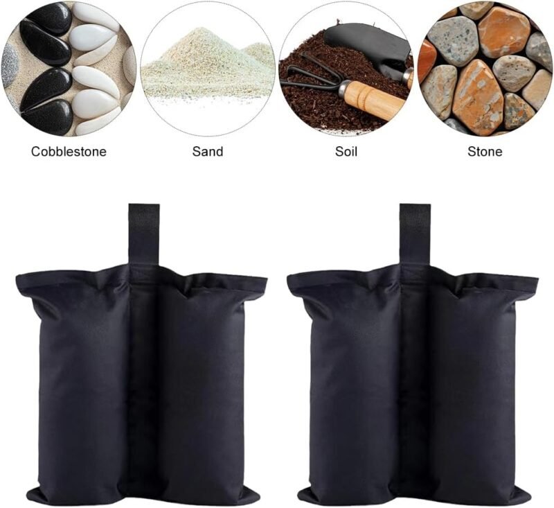 Pesos para Carpas,Bolsa de Arena,Negro Saco de Arena,Juego de 4 Pesas para Tiendas de Campaña,Bolsa de Pesas Cenadores,Sacos de lastre para Montar Toldos y Tiendas,Cenadores,Muebles de Exterior - Imagen 4