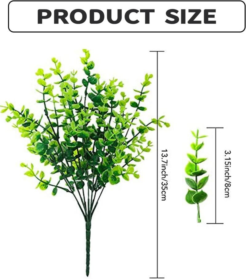 Hierba Artificial, 5 Paquetes, al Aire Libre, Resistente a los Rayos UV, Plantas Artificiales para Exteriores, Flores Artificiales para balcón, Verde eucalipto, Hierba Artificial, decoración al Aire - Imagen 3