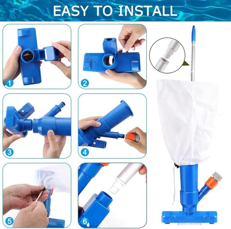 Aspiradora de Piscina,Aspirador de Piscina Manual,Aspiradora Piscina Pequeña,Kit Limpieza Piscina Desmontable,Kit de Limpieza Piscina,Aspiradora de Piscina Fondo,para Piscinas,Spas,Acuarios - Imagen 4
