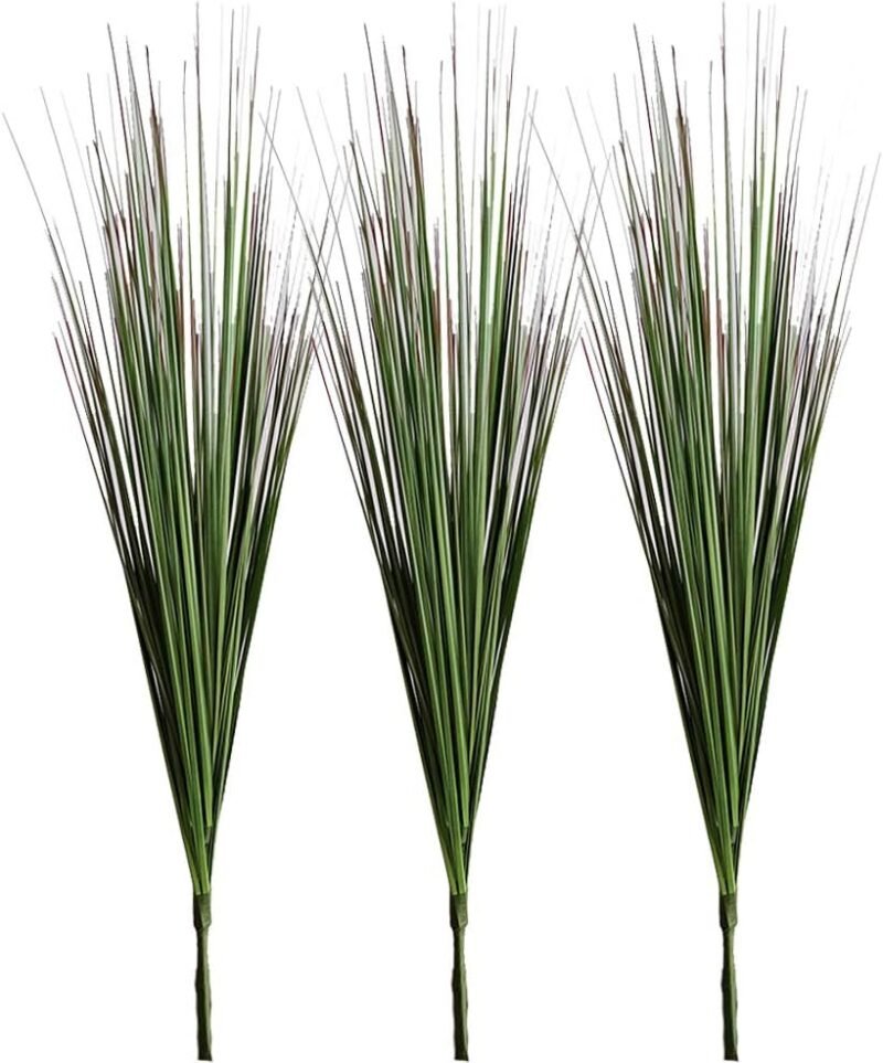 Aisamco 3 Piezas Plantas Artificiales Cebolla Hierba Zonas Verdes Faux Arbustos Falsos Planta Trigo Hierba Hojas Falsas Arbustos 64cm de Altura para el hogar Oficina Boda Jardinería Decoración
