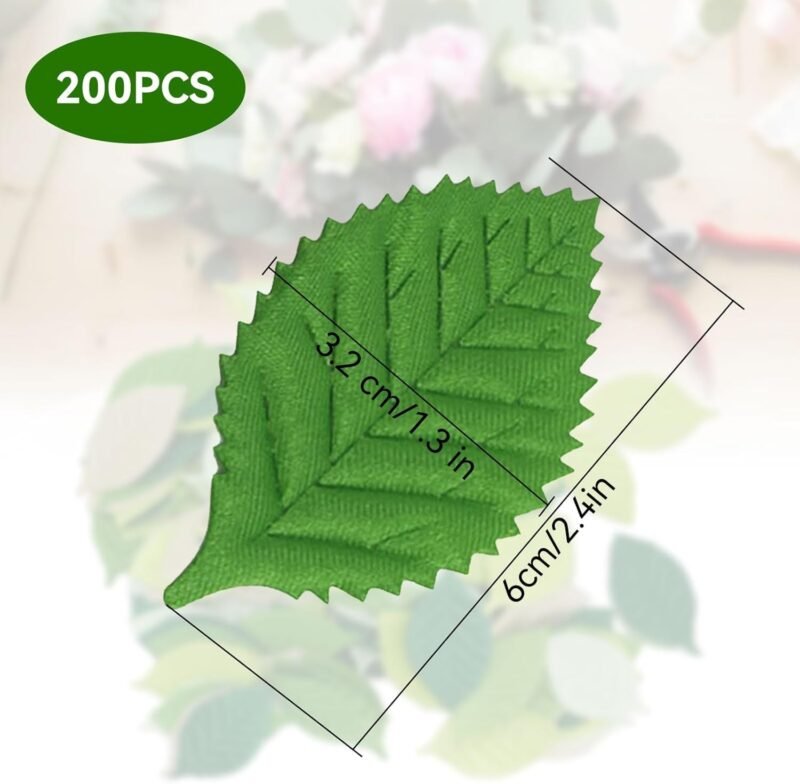 Cyrank 200 Piezas de Hojas Artificiales, Hojas Mixtas, Hojas Verdes para Manualidades, Hojas Florales, Hojas de Rosas Falsas, Hojas Artificiales Mixtas para Manualidades DIY - Imagen 6