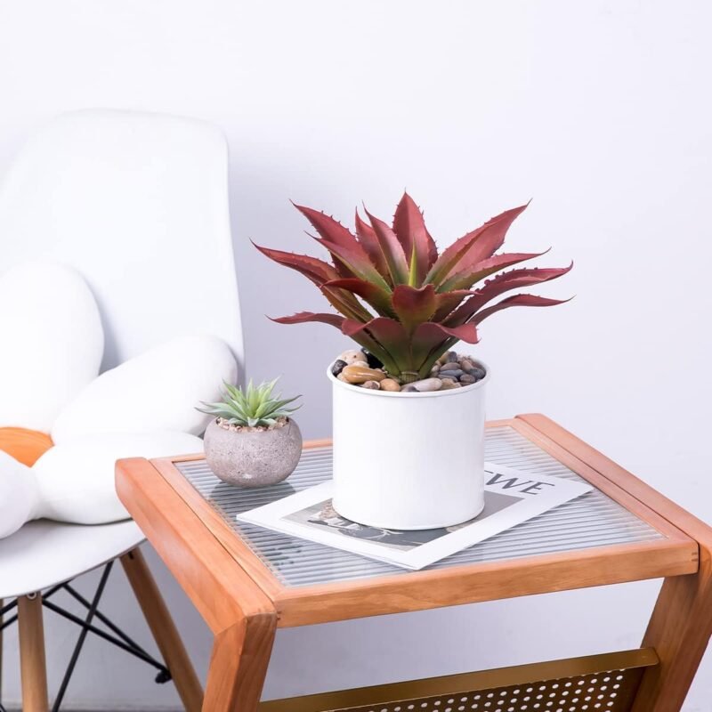 Veryhome Plantas suculentas artificiales de aloe, suculentas artificiales grandes de 12.5 pulgadas, sin maceta, decoración de vegetación para interiores y exteriores (rojo) - Imagen 3