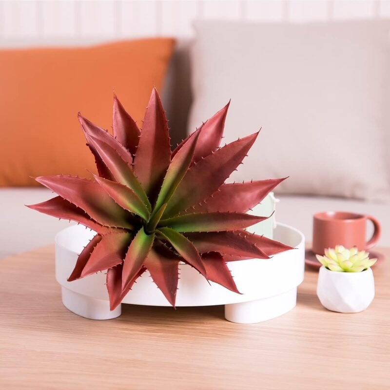 Veryhome Plantas suculentas artificiales de aloe, suculentas artificiales grandes de 12.5 pulgadas, sin maceta, decoración de vegetación para interiores y exteriores (rojo) - Imagen 2