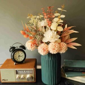 YELIKIT Flores Artificiales Flor Falsa Seda Ramo Hortensias Artificiales Plantas Flores e Seda Decoración para Boda Arreglos Florales Pieza Central (Champán) - Imagen 2