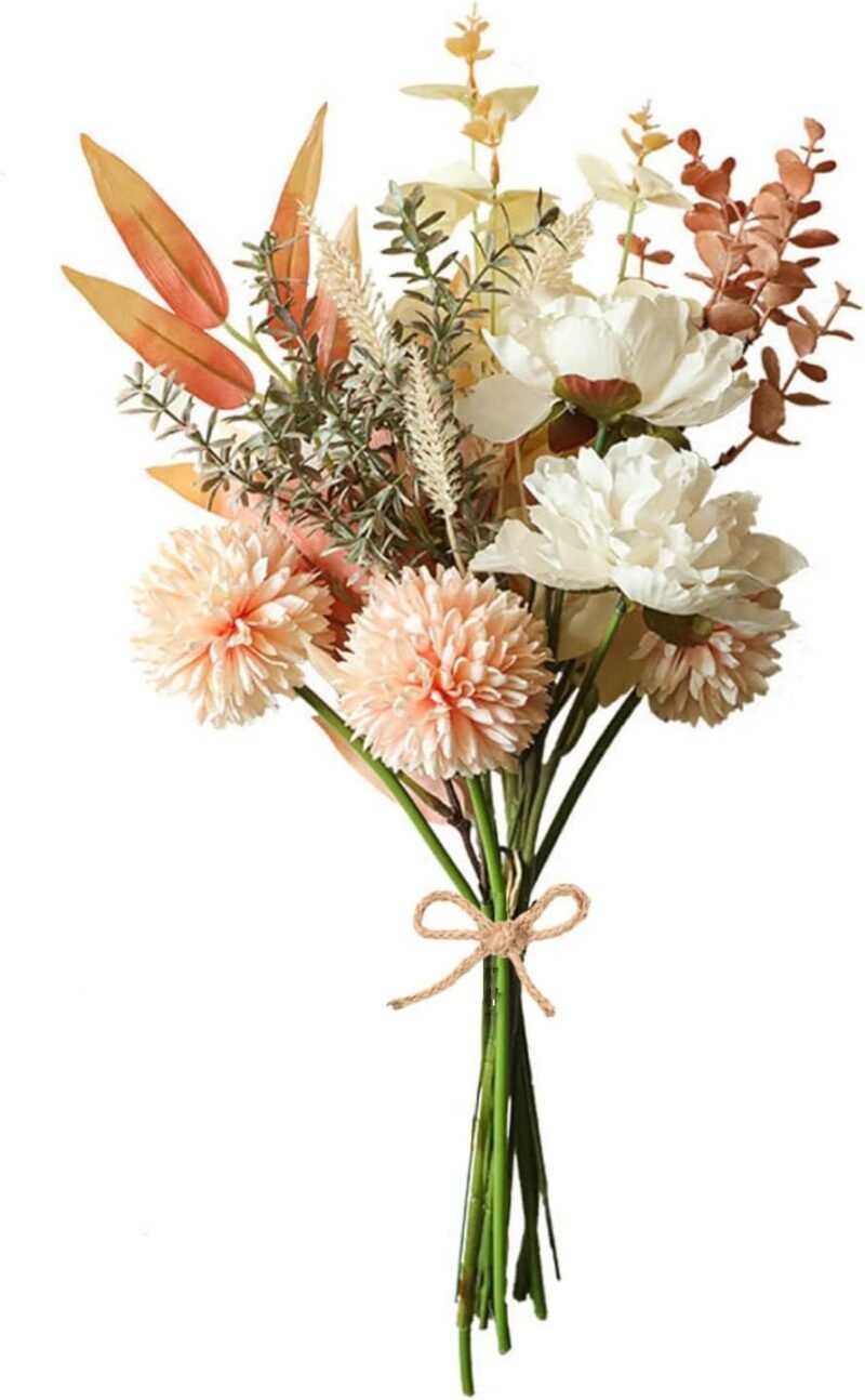 YELIKIT Flores Artificiales Flor Falsa Seda Ramo Hortensias Artificiales Plantas Flores e Seda Decoración para Boda Arreglos Florales Pieza Central (Champán)