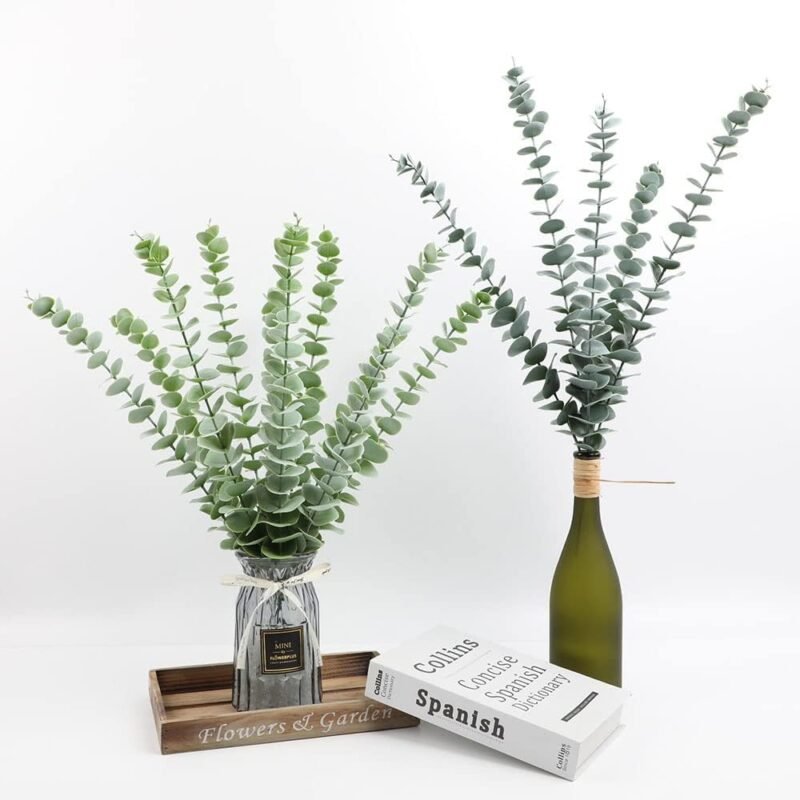 Gfamous 10 Piezas Tallos Artificiales de Eucalipto,Planta Artificial Eucalipto, Hojas de Eucalipto Artificiales,para Decoración De Fiestas, Bodas, Jardín, Hogar, Oficina,Arreglos Florales - Imagen 4