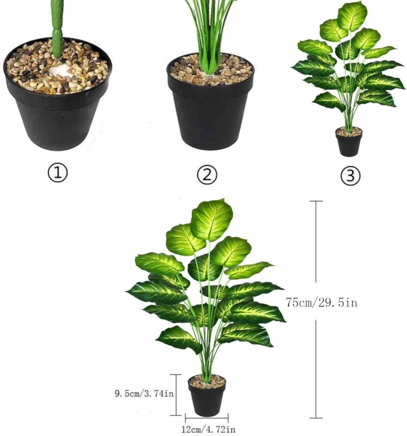AIVORIUY Planta Monstera Artificial Árbol Artificial in Maceta Hawaiian Tropic Palma Plantas y Hoja Verde Plastica 75cm para Hogar Baño Oficina Jardín Boda Salon Planta Falsa Decoración - Imagen 2