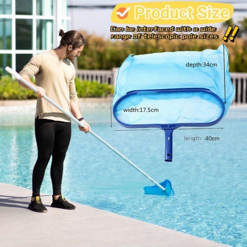 ZLXFT Recogehojas Piscina,Recogehojas para Fondo Piscina,Recogehojas Plano Piscina,Reforzado Malla Fina,Red Aterrizaje para Piscina,Pool Skimmer Rake Net,Limpia Piscinas,Red Piscina - Imagen 2