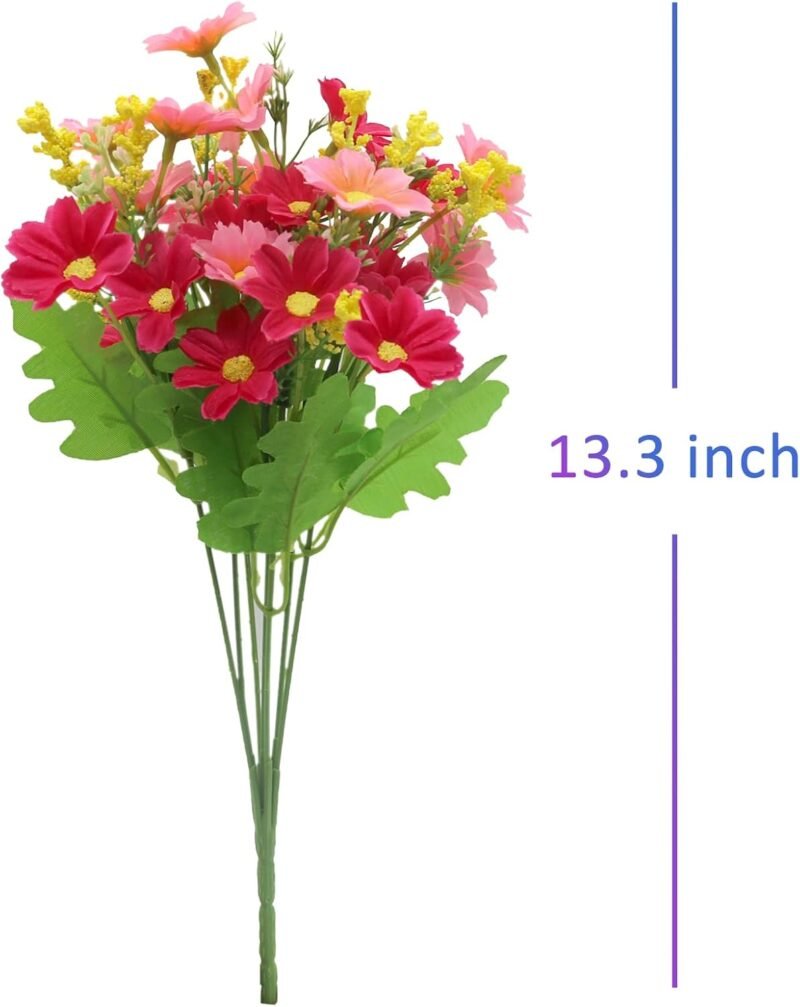 OWLKELA Margaritas Artificiales, 6 Racimos de 6 Plantas de Flores Artificiales Exterior, Flores Artificiales Decoracion, Margaritas Artificiales para Jardines y Tumbas - Imagen 2