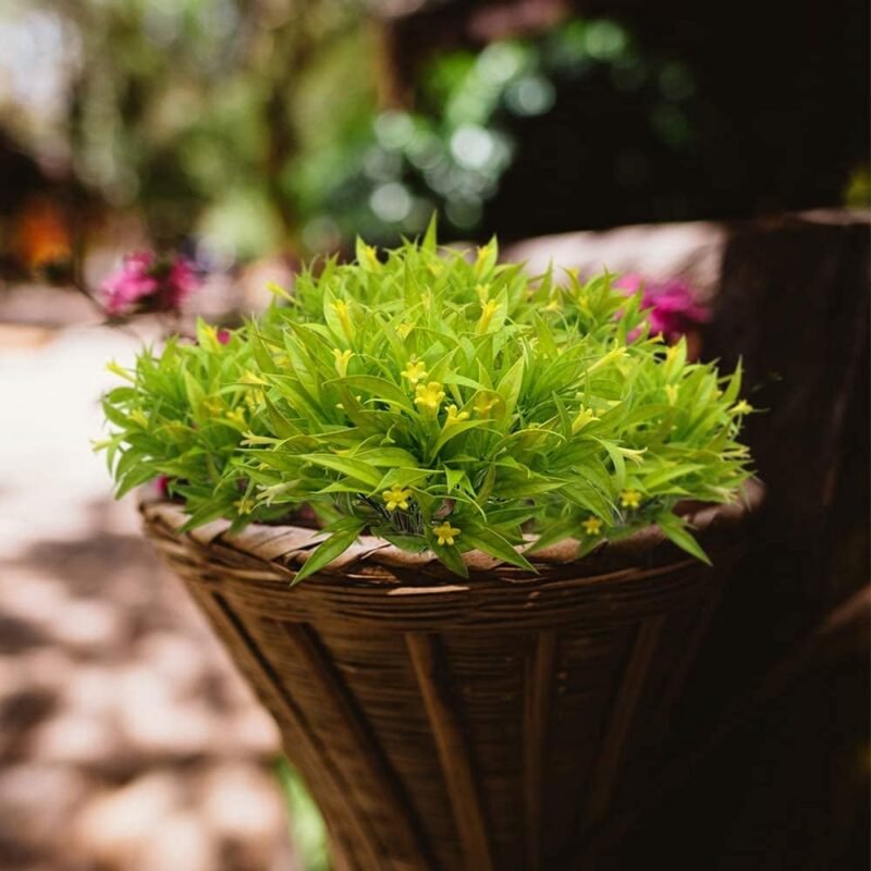KostaTech 4 Piezas de Plantas Artificiales Morning Glory, 30 cm Ramo de Hojas Artificiales decoración de Primavera para Adornos de Mesa Interior Exterior jardín Oficina en casa (Amarillo) - Imagen 4