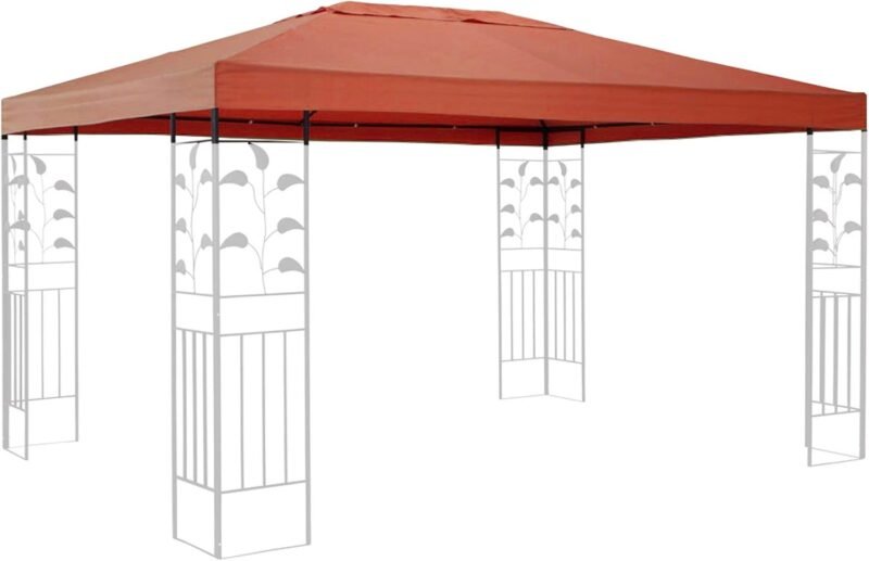 QUICK STAR Techo de Repuesto para cenador de jardín 3x4m Rojo Naranja con Revestimiento de PVC