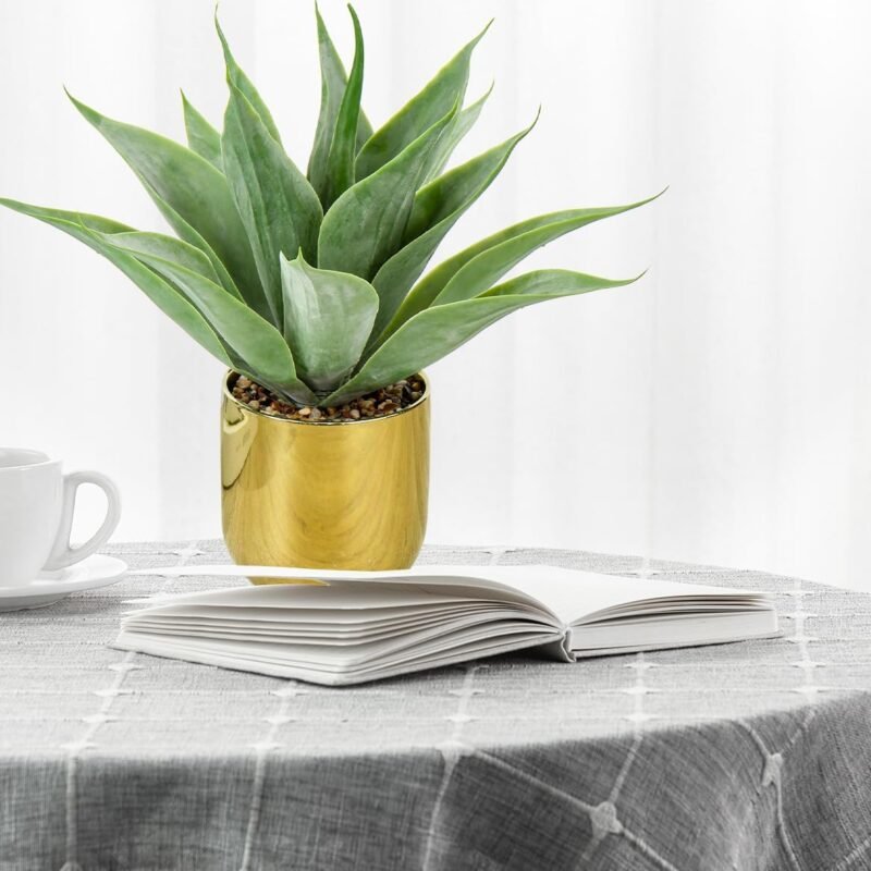 33 cm de aloe vera artificial, grande, maceta artificial, aloe artificial en maceta dorada, plantas artificiales de plástico, decoración para salón, balcón, dormitorio, baño, habitación, decoración de - Imagen 6
