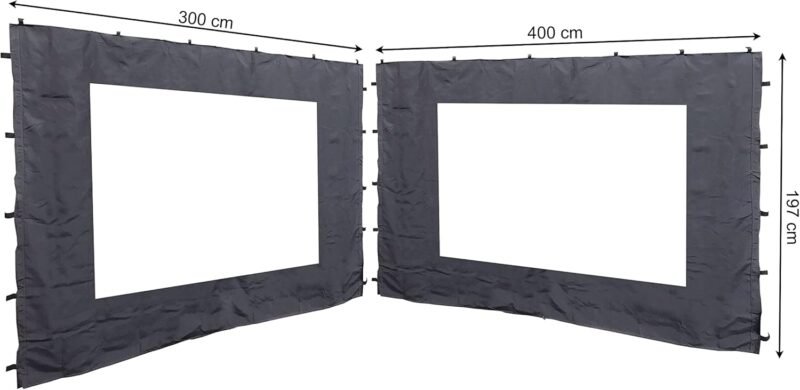 Quick-Star 2 Laterales con Ventana de PVC para Rank Carpa 3 x 4 m Aspecto Pared Antracita