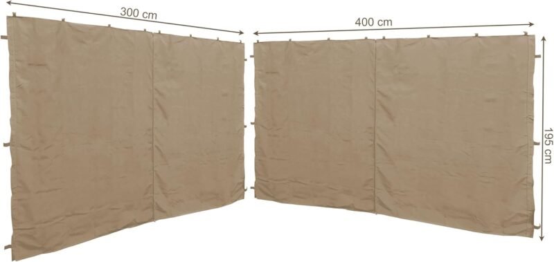 QUICK STAR 2 Paneles Laterales con Cremallera 400/300x197cm para pabellones 3x4m Pared Lateral Beige RAL 1001 - Imagen 2