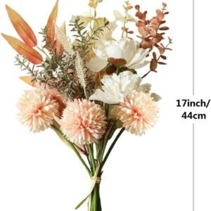 YELIKIT Flores Artificiales Flor Falsa Seda Ramo Hortensias Artificiales Plantas Flores e Seda Decoración para Boda Arreglos Florales Pieza Central (Champán) - Imagen 5