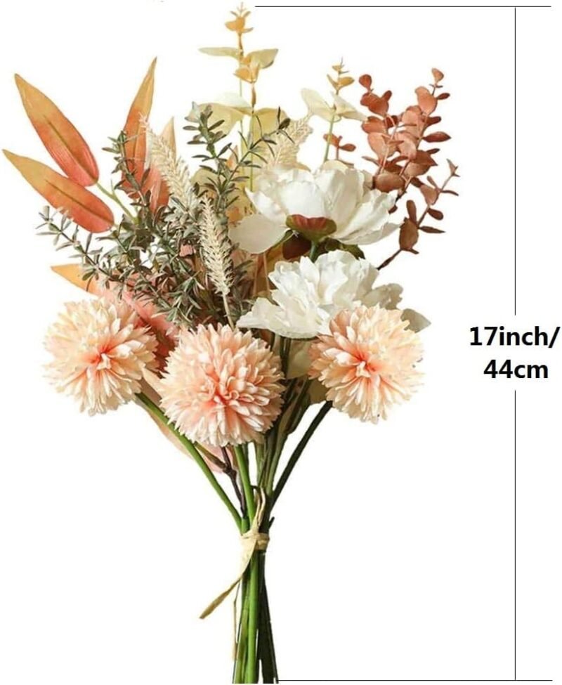 YELIKIT Flores Artificiales Flor Falsa Seda Ramo Hortensias Artificiales Plantas Flores e Seda Decoración para Boda Arreglos Florales Pieza Central (Champán) - Imagen 5