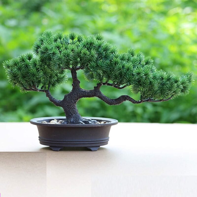 Aisamco Artificial Bonsai Tree Fake Plant Decoration Plantas Artificiales en macetas de la casa Japanese Pine Bonsai Plant 19 cm de Altura 34 cm de Ancho para la decoración del hogar Escritorio - Imagen 7