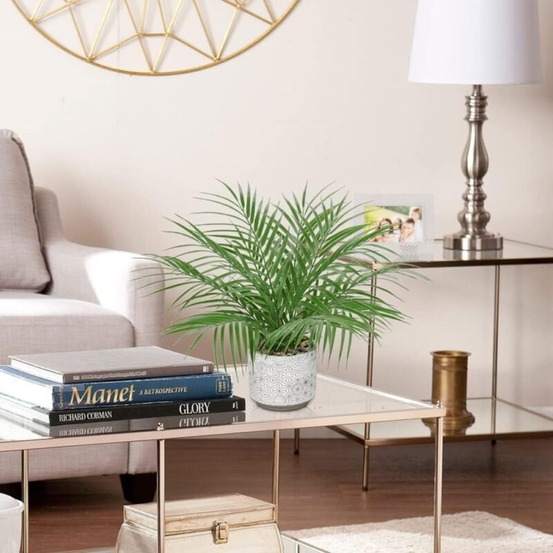 Palmeras Artificiales, Planta Artificial pequeña en Maceta, 40,6 cm / 16 Pulgadas, Plantas Artificiales de Interior como auténticas, para casa, Oficina, Hotel, Oficina, cafetería, decoración Moderna - Imagen 7