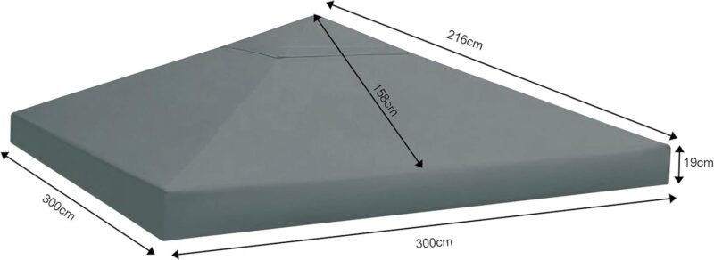 QUICK STAR Techo de Recambio para cenador de jardín 3 x 3 m Carpa Techo Gris con Revestimiento de PVC - Imagen 2