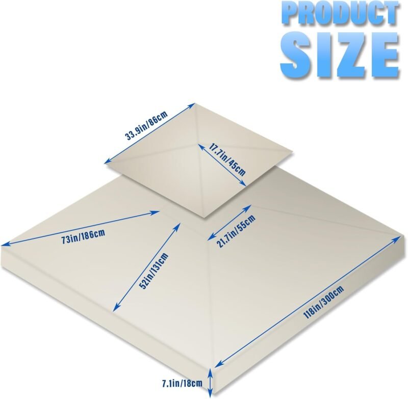 MaxEarn Cubierta de repuesto para toldo, cubierta impermeable de 3 x 3 m, cubierta impermeable de doble piso, cubierta de cenador de jardín al aire libre, techo de tienda de campaña contra rayos UV, - Imagen 2