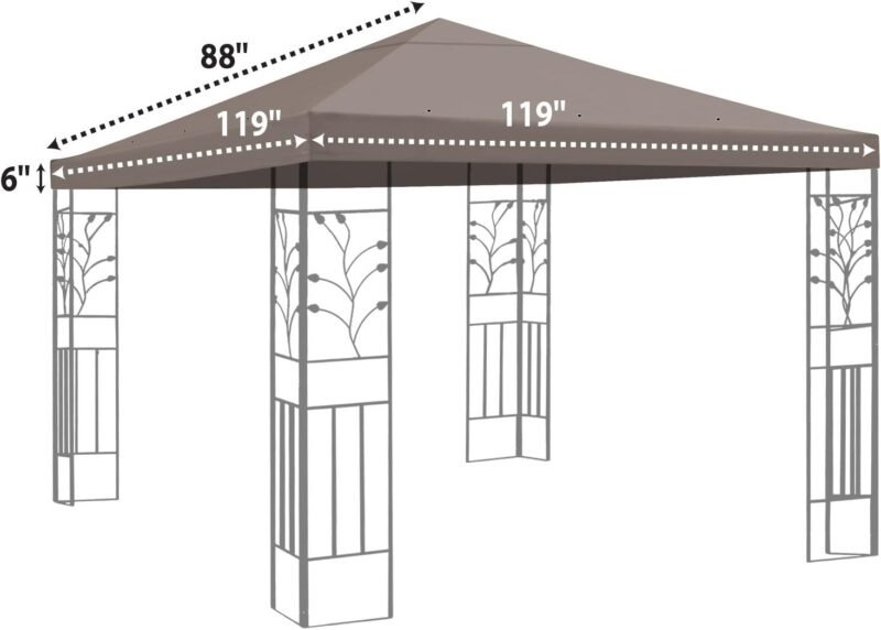 BenefitUSA Toldo de Repuesto para cenador de Patio, Cubierta de poliéster de un Solo Nivel, Color Gris Pardo - Imagen 6