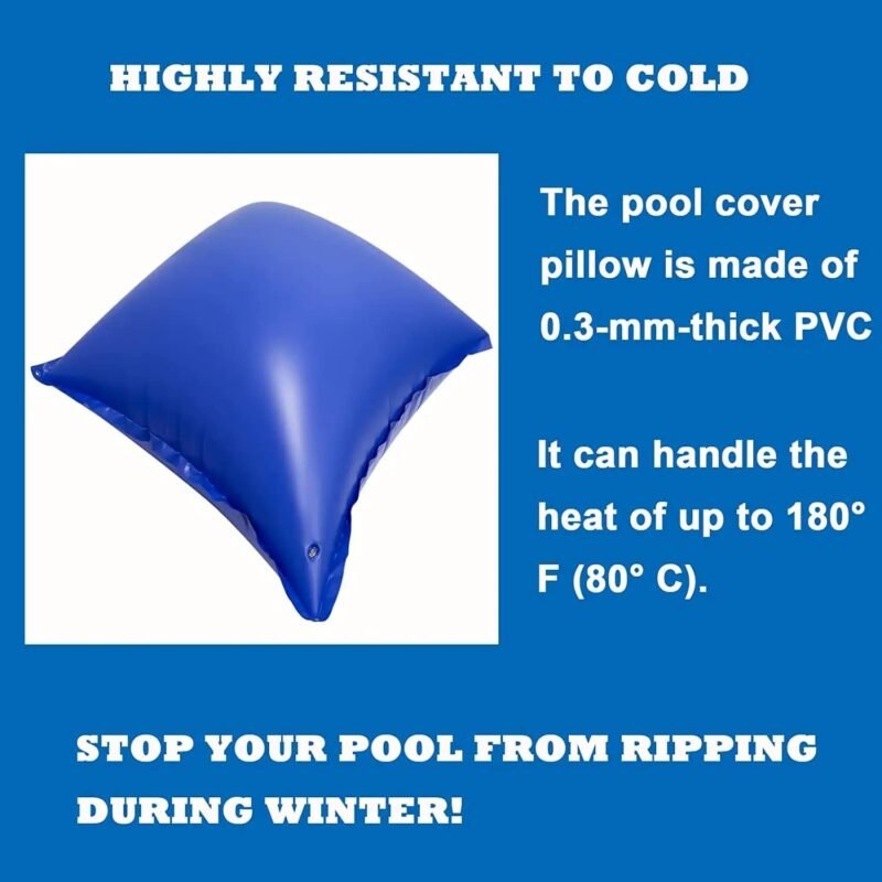 Poweka Cojín de piscina de invierno Ø 4ft,Cojín de aire de piscina con cuerda, Cojín de piscina de invierno de PVC duradero de 0.3mm (120cm*120cm) - Imagen 3