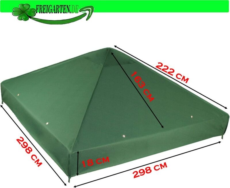 freigarten.de Techo de repuesto para cenador de 3 x 3 m, resistente al agua. Material: PVC suave de Panamá de 370 g/m², extrafuerte, modelo 2 (verde) - Imagen 2