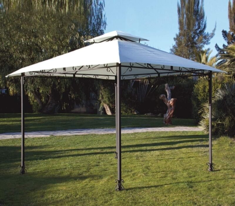 Top - Lona de Cobertura para cenador de Repuesto, 3 x 3 m, Color Crudo con Airvent, Enganche de Bordes Solo
