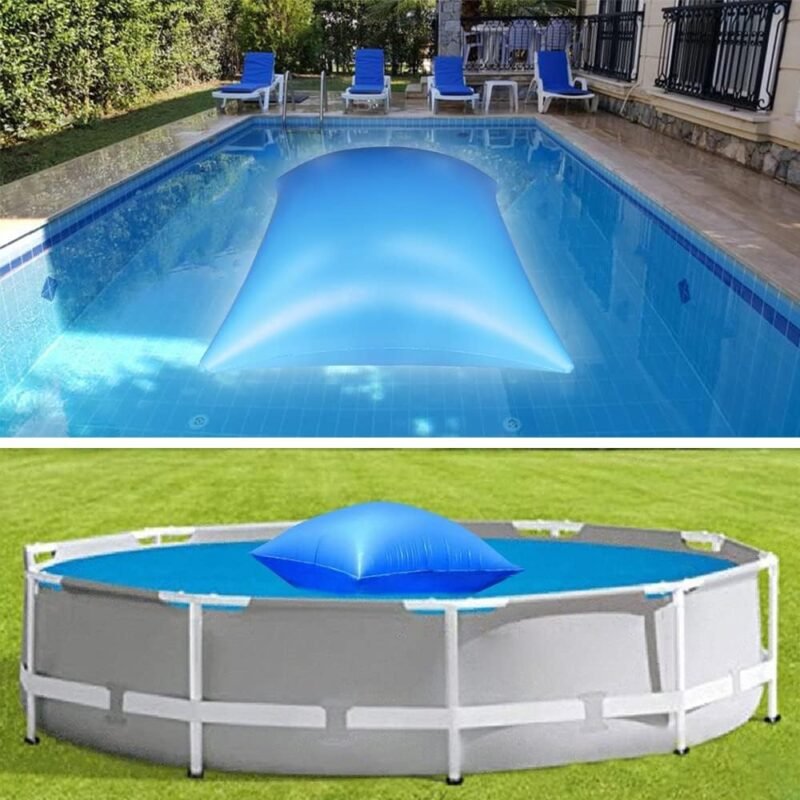 Cojín de Piscina Invierno Rectangular 8×4ft, Cojín de Piscina Invernación, Cobertor Piscina Evitar Hojas Invierno, Cojín de Aire Azul Lonas para Tapar Piscinas Cobertor de Piscina Invierno (1 Piezas) - Imagen 5