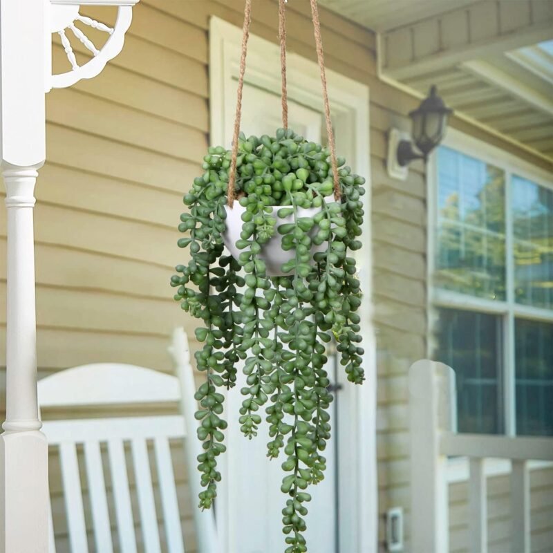 Oairse Planta artificial colgante para decoración de pared en interiores y exteriores, altura de la planta 35 cm - Imagen 5