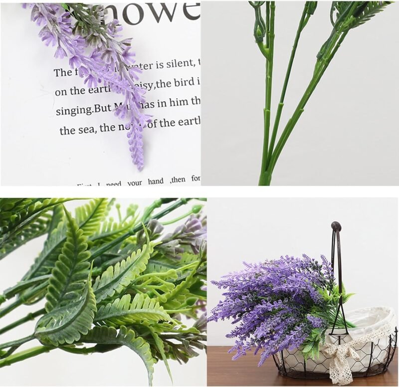 YunNasi Lavanda Artificial Flores Artificiales para la Decoración del hogar Plantas Artificiales para Exterior Arreglos de Boda Decoración de Mesa(6pcs, Morado) - Imagen 5