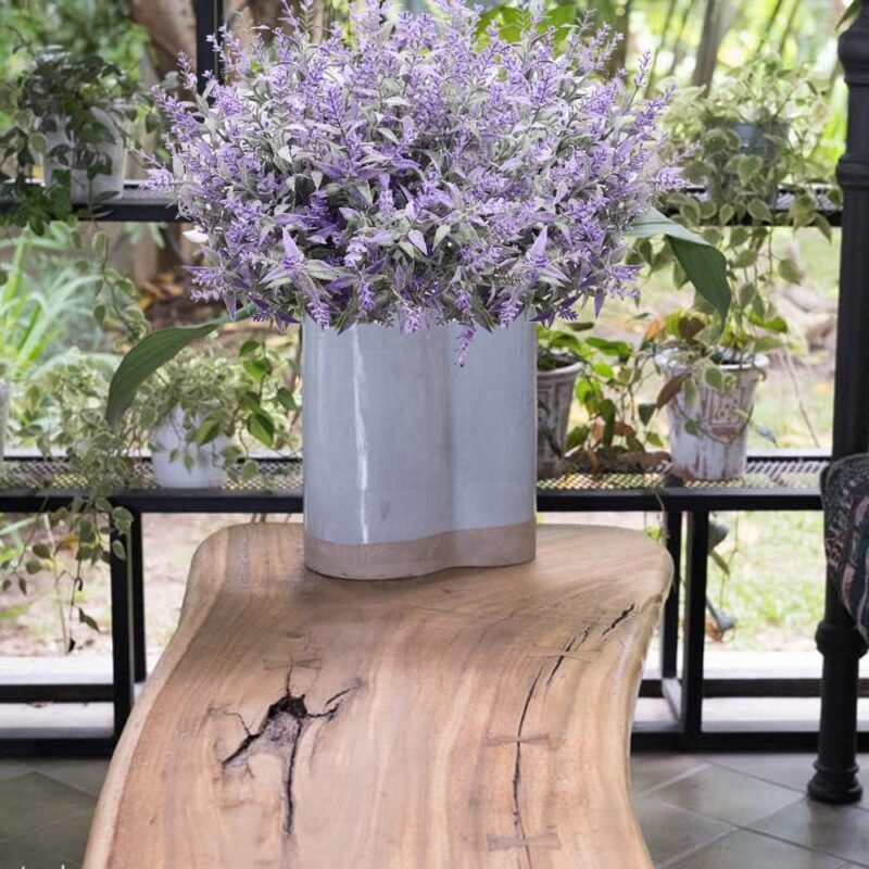 Derbway - Lote de 4 Flores para Fiestas de Boda, Oficina, decoración para el hogar, jardín, Patio, decoración de la Planta (Violeta) - Imagen 7
