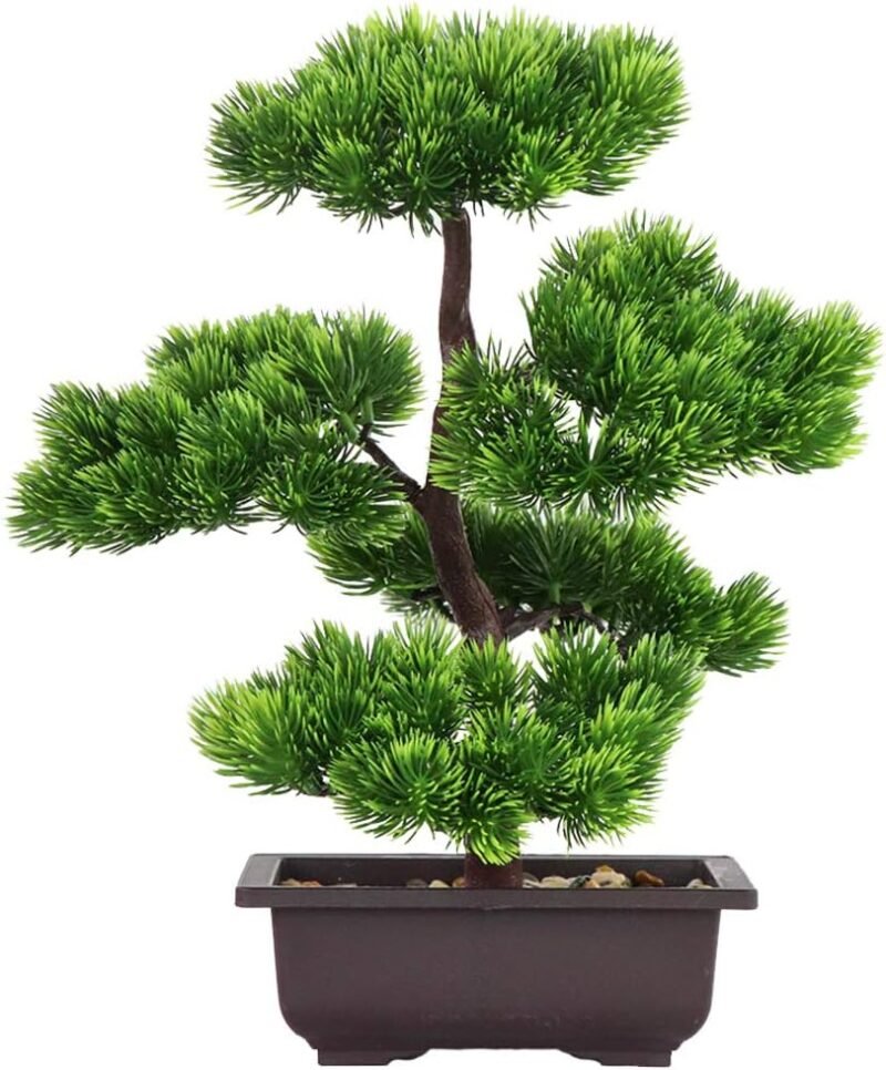 Aisamco Bonsai Artificial Decoración de Plantas Falsas Plantas Artificiales en macetas Plantas de Bonsai de Pino japonés 33 cm de Altura para la decoración del hogar Pantalla de Escritorio