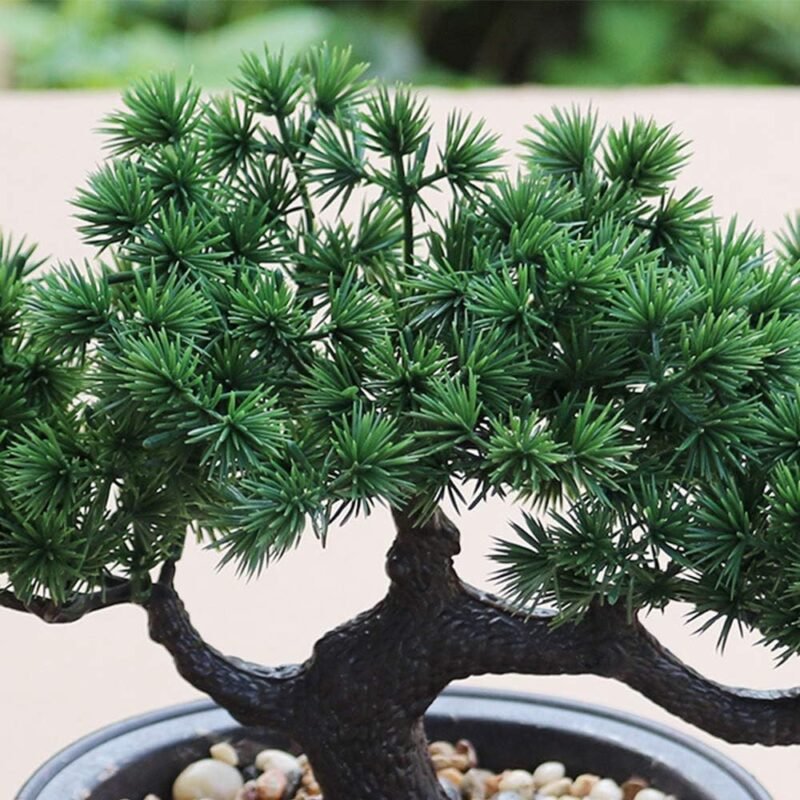 Aisamco Artificial Bonsai Tree Fake Plant Decoration Plantas Artificiales en macetas de la casa Japanese Pine Bonsai Plant 19 cm de Altura 34 cm de Ancho para la decoración del hogar Escritorio - Imagen 6
