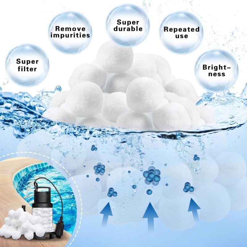 MOYKSRR Bolas Filtro Piscina, 1500g Bola de Filtro de Piscina, Bolas Depuradora Piscina para Sistemas de Filtro de Arena, Reemplaza 54kg Arena de Filtro, Limpiador de Piscinas Sistema de Filtro - Imagen 3